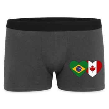 Brésil Canada Drapeau Coeur - Boxer Homme - charbon - Devant