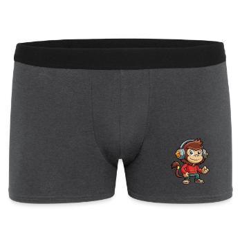 Singe Drôle Dessin Animé Personnage Casque Musique - Boxer Homme - charbon - Devant