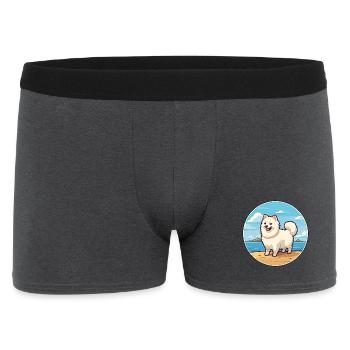 Japanischer Spitz Hund Rasse Cartoon Kawaii Clipart - Männer Boxer Shorts - Anthrazit - Vorne
