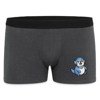 Seal Funny Cartoon Character Musique de casque - Boxer Homme - charbon - Devant