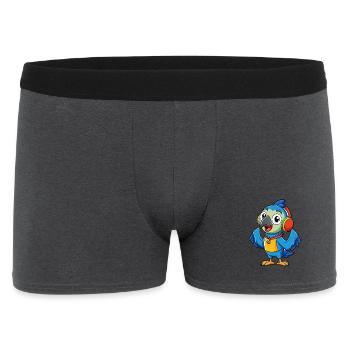 Parrot Funny Cartoon Character Headphone Music - Men's Boxer Shorts - charcoal grey - Front