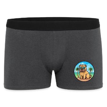 Chinesischer Shar Pei Hund Rasse Cartoon Sonnenbrille Strand - Männer Boxer Shorts - Anthrazit - Vorne