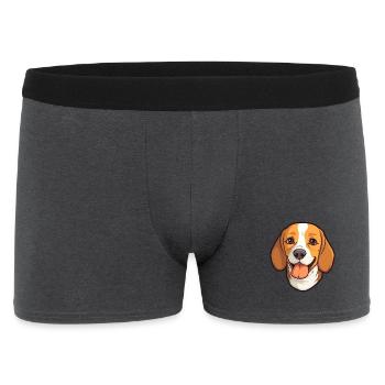 Beagle Hund Rasse Aquarell Cartoon Kawaii Clipart - Männer Boxer Shorts - Anthrazit - Vorne