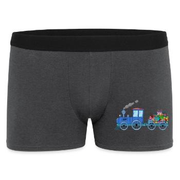 Children's train train with trailer in blue - Men's Boxer Shorts - charcoal grey - Front