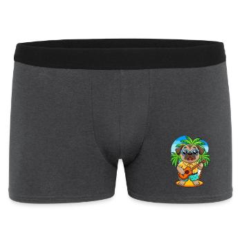 Lustige Mops Hund Cartoon Sommer Strand Sonnenbrille - Männer Boxer Shorts - Anthrazit - Vorne