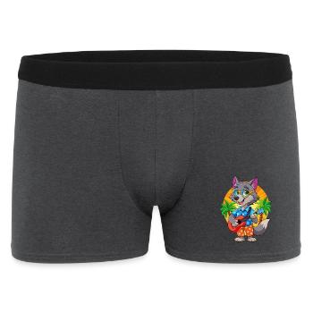 Lustige Wolf Cartoon Sommer Strand Sonnenbrille Gitarre - Männer Boxer Shorts - Anthrazit - Vorne