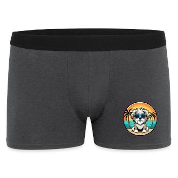 Malteser Shih Tzu Hund Rasse Cartoon Sonnenbrille Strand - Männer Boxer Shorts - Anthrazit - Vorne