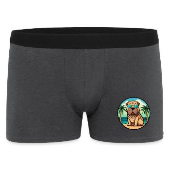 Chinesischer Shar Pei Hund Rasse Cartoon Sonnenbrille Strand - Männer Boxer Shorts - Anthrazit - Vorne