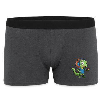 Eidechse Lustige Zeichentrickfigur Kopfhörer Musik - Männer Boxer Shorts - Anthrazit - Vorne