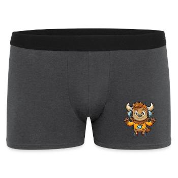 Bison Lustige Zeichentrickfigur Kopfhörer Musik - Männer Boxer Shorts - Anthrazit - Vorne