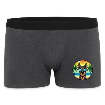 Doberman Pinscher Dog Breed Cartoon Sunglass Beach - Men's Boxer Shorts - charcoal grey - Front