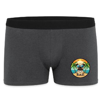 Mops Hund Lustig Cartoon Sommer Strand Sonnenbrille Cool - Männer Boxer Shorts - Anthrazit - Vorne