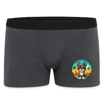 Biewer Terrier Hund Rasse Cartoon Sonnenbrille Strand - Männer Boxer Shorts - Anthrazit - Vorne