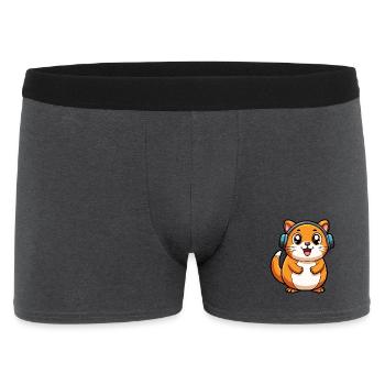 Hamster Lustige Zeichentrickfigur Kopfhörer Musik - Männer Boxer Shorts - Anthrazit - Vorne