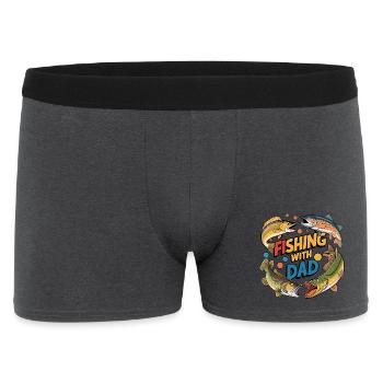 Fishing with dad with colorful fish - Men's Boxer Shorts - charcoal grey - Front
