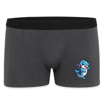 Delfin Lustige Zeichentrickfigur Kopfhörer Musik - Männer Boxer Shorts - Anthrazit - Vorne