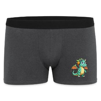 Drache Lustige Zeichentrickfigur Kopfhörer Musik - Männer Boxer Shorts - Anthrazit - Vorne