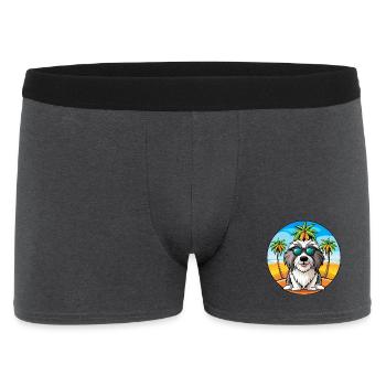 Bearded Collie Dog Breed Cartoon Sunglasses Beach - Men's Boxer Shorts - charcoal grey - Front
