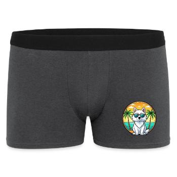 American Eskimo Dog Breed Cartoon Sunglasses Beach - Men's Boxer Shorts - charcoal grey - Front