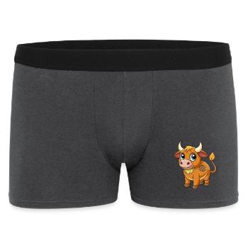 Taureau mignon mascotte personnage de dessin animé Kawaii - Boxer Homme - charbon - Devant