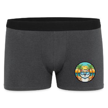 Katze Lustige Cartoon Sommer Strand Sonnenbrille Aufkleber - Männer Boxer Shorts - Anthrazit - Vorne