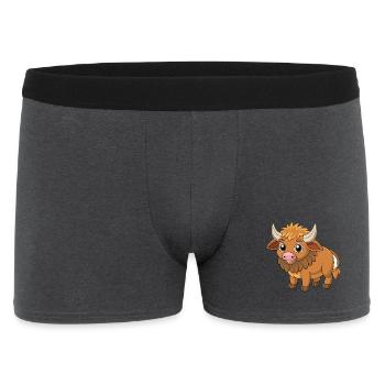 Büffel Niedliche Maskottchen Zeichentrickfigur Kawaii - Männer Boxer Shorts - Anthrazit - Vorne