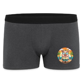 Cochon Drôle Dessin Animé Plage De Plage Lunettes - Boxer Homme - charbon - Devant
