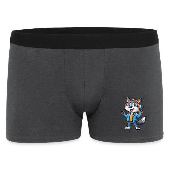 Wolf Lustige Zeichentrickfigur Kopfhörer Musik - Männer Boxer Shorts - Anthrazit - Vorne