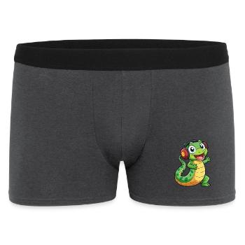Serpent Drôle Dessin Animé Personnage Casque Musique - Boxer Homme - charbon - Devant