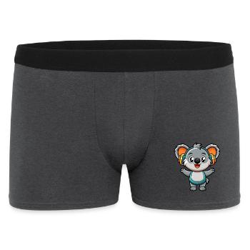 Koala Lustige Zeichentrickfigur Kopfhörer Musik - Männer Boxer Shorts - Anthrazit - Vorne