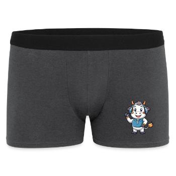 Kuh Lustige Cartoon Figur Kopfhörer Musik - Männer Boxer Shorts - Anthrazit - Vorne