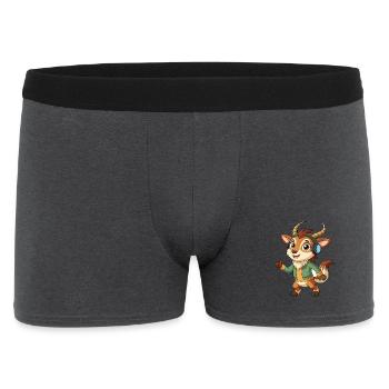 Antilope Lustige Cartoon Figur Kopfhörer Musik - Männer Boxer Shorts - Anthrazit - Vorne