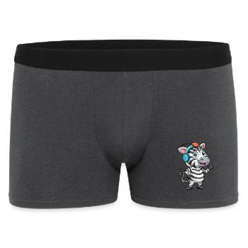 Zebra Funny Cartoon Character Musique de casque - Boxer Homme - charbon - Devant