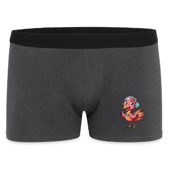 Flamingo Lustige Zeichentrickfigur Kopfhörer Musik - Männer Boxer Shorts - Anthrazit - Vorne