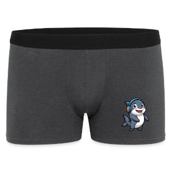 Orca Funny Cartoon Character Musique de casque - Boxer Homme - charbon - Devant