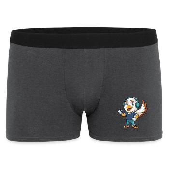 Eagle Funny Cartoon Character Musique de casque - Boxer Homme - charbon - Devant