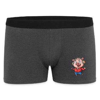 Cochon Drôle Dessin Animé Personnage Casque Musique - Boxer Homme - charbon - Devant