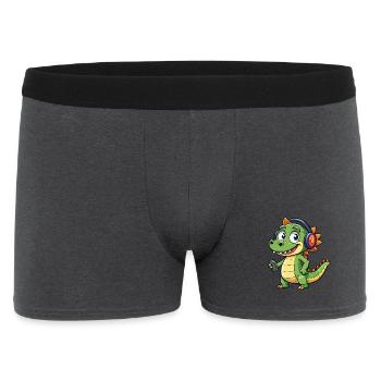 Krokodil Lustige Zeichentrickfigur Kopfhörer Musik - Männer Boxer Shorts - Anthrazit - Vorne