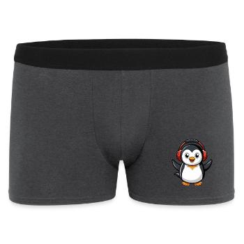 Pinguin Lustige Zeichentrickfigur Kopfhörermusik - Männer Boxer Shorts - Anthrazit - Vorne