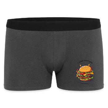 i love u and burger - Männer Boxer Shorts - Anthrazit - Vorne