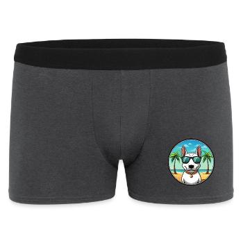 Miniatur Bullterrier Hunderasse Cartoon Beach - Männer Boxer Shorts - Anthrazit - Vorne