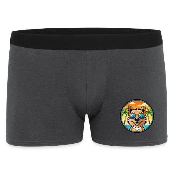 Lucas Terrier Chien Race Dessin Animé Lunettes de Soleil Plage - Boxer Homme - charbon - Devant