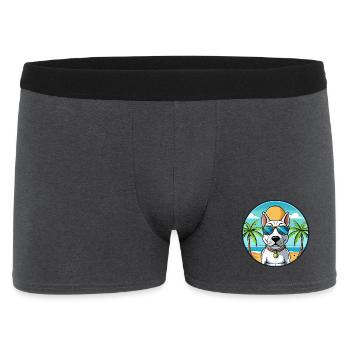 Bullterrier Hund Rasse Cartoon Sonnenbrille Strand - Männer Boxer Shorts - Anthrazit - Vorne