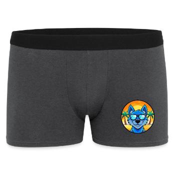 Blaue Spitzenhunderasse Cartoon Sonnenbrille Strand - Männer Boxer Shorts - Anthrazit - Vorne