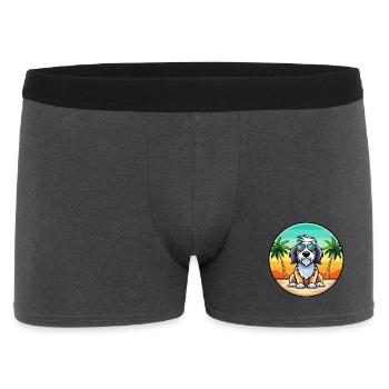 Basset Griffon Vendéen Hunderasse Cartoon Beach - Männer Boxer Shorts - Anthrazit - Vorne