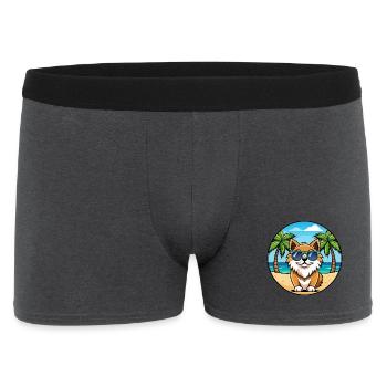 Tibetischer Spaniel Hund Rasse Cartoon Sonnenbrille Strand - Männer Boxer Shorts - Anthrazit - Vorne