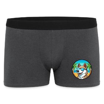Russisch Europäischer Laika Hund Rasse Cartoon Strand - Männer Boxer Shorts - Anthrazit - Vorne