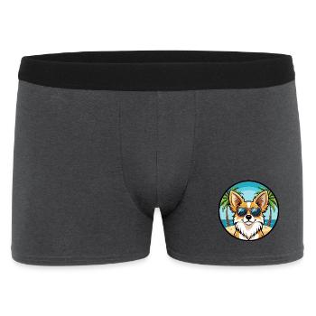 Papillon Hunderasse Cartoon Sonnenbrille Strand - Männer Boxer Shorts - Anthrazit - Vorne