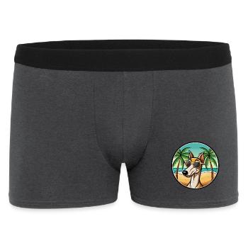 Alter kroatischer Windhund Hunderasse Cartoon Strand - Männer Boxer Shorts - Anthrazit - Vorne