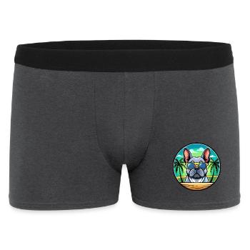 Französische Bulldogge Rasse Cartoon Sonnenbrille Strand - Männer Boxer Shorts - Anthrazit - Vorne